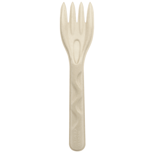 World Centric Compostable Unbleached Fiber Forks, 6 in (QTY 1000), SKU FO-FB-6-LF