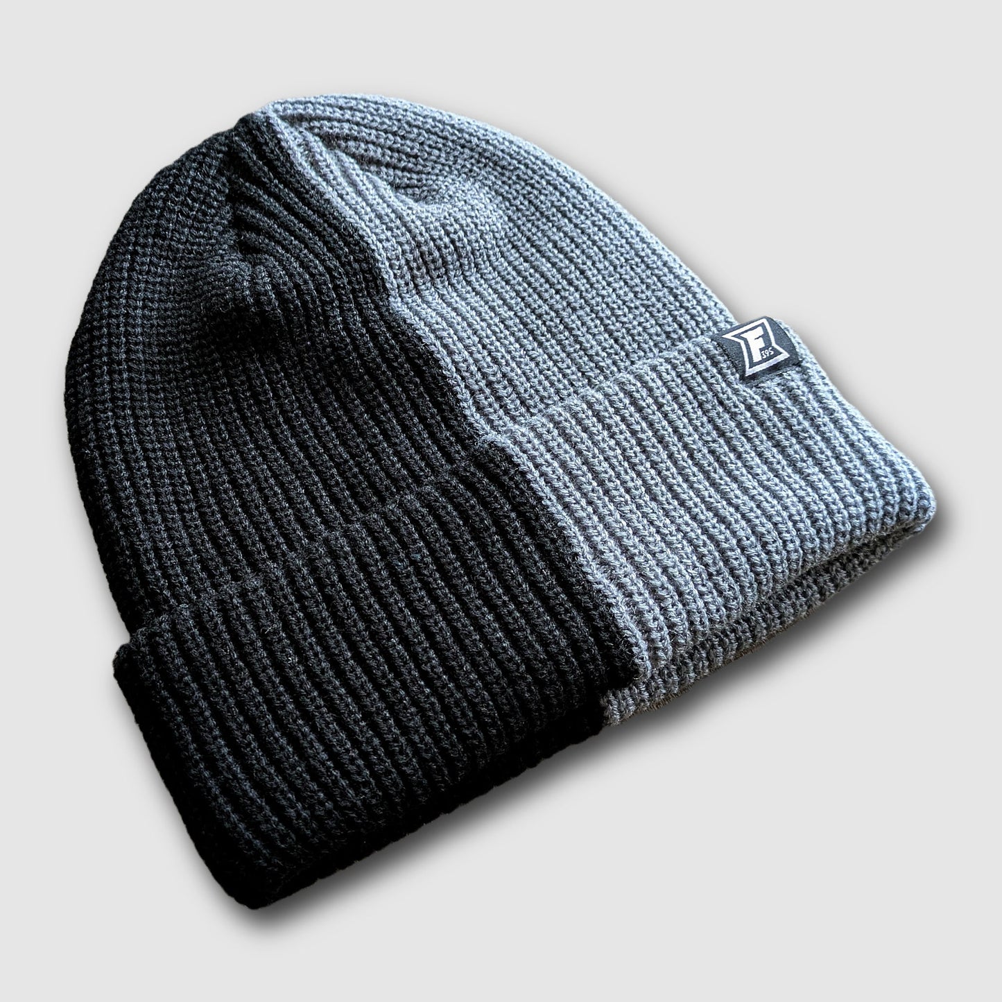 2-Tone Split Color Beanie - Black/Gray