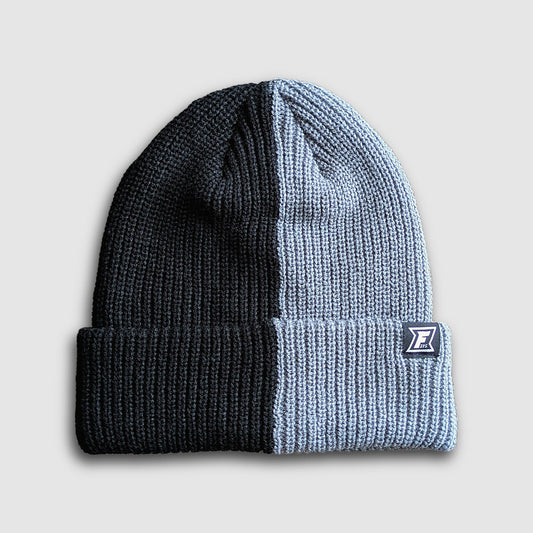 2-Tone Split Color Beanie - Black/Gray