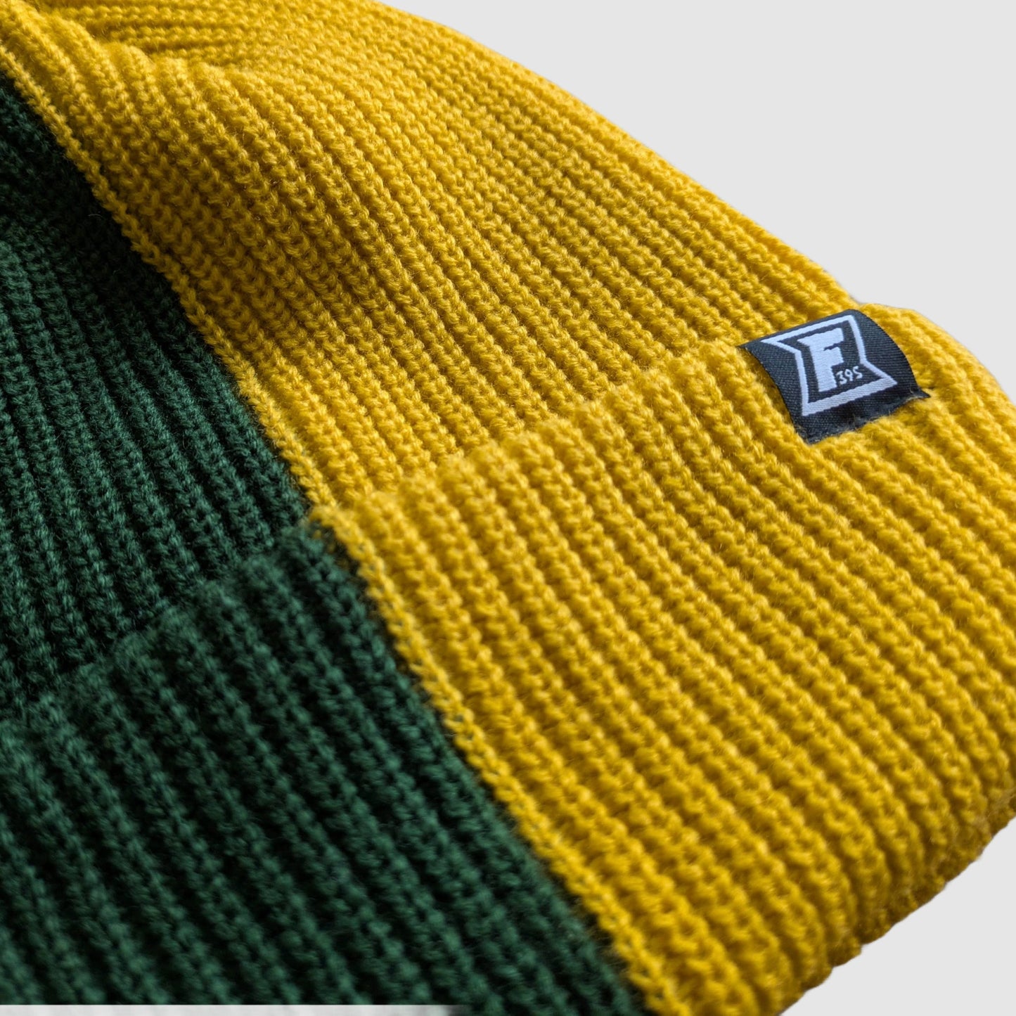 2-Tone Split Color Beanie - Forest/Gold