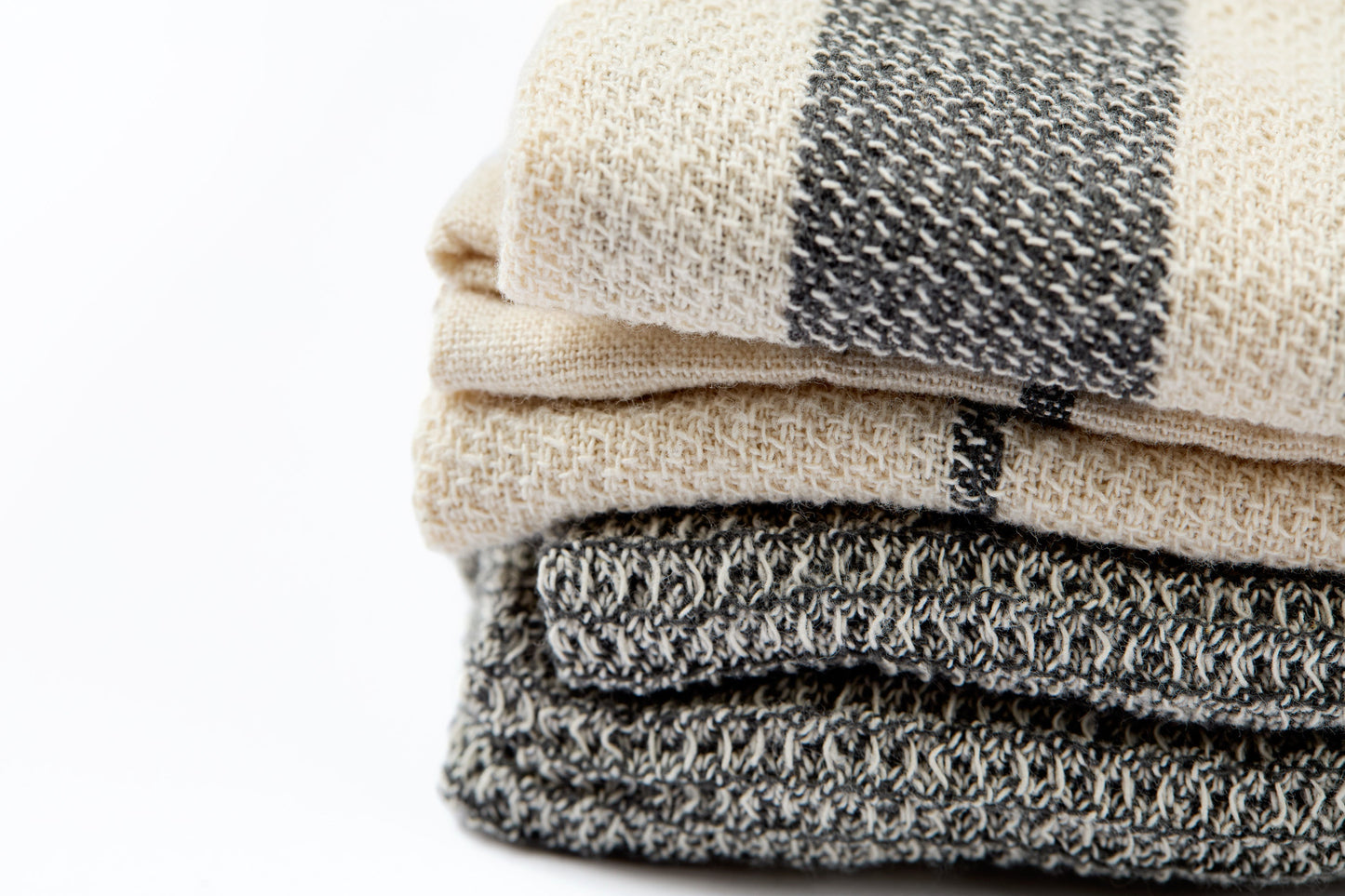 Kitchen Towels, Set of 4 - Cotton Flat & Waffle Weave Set
