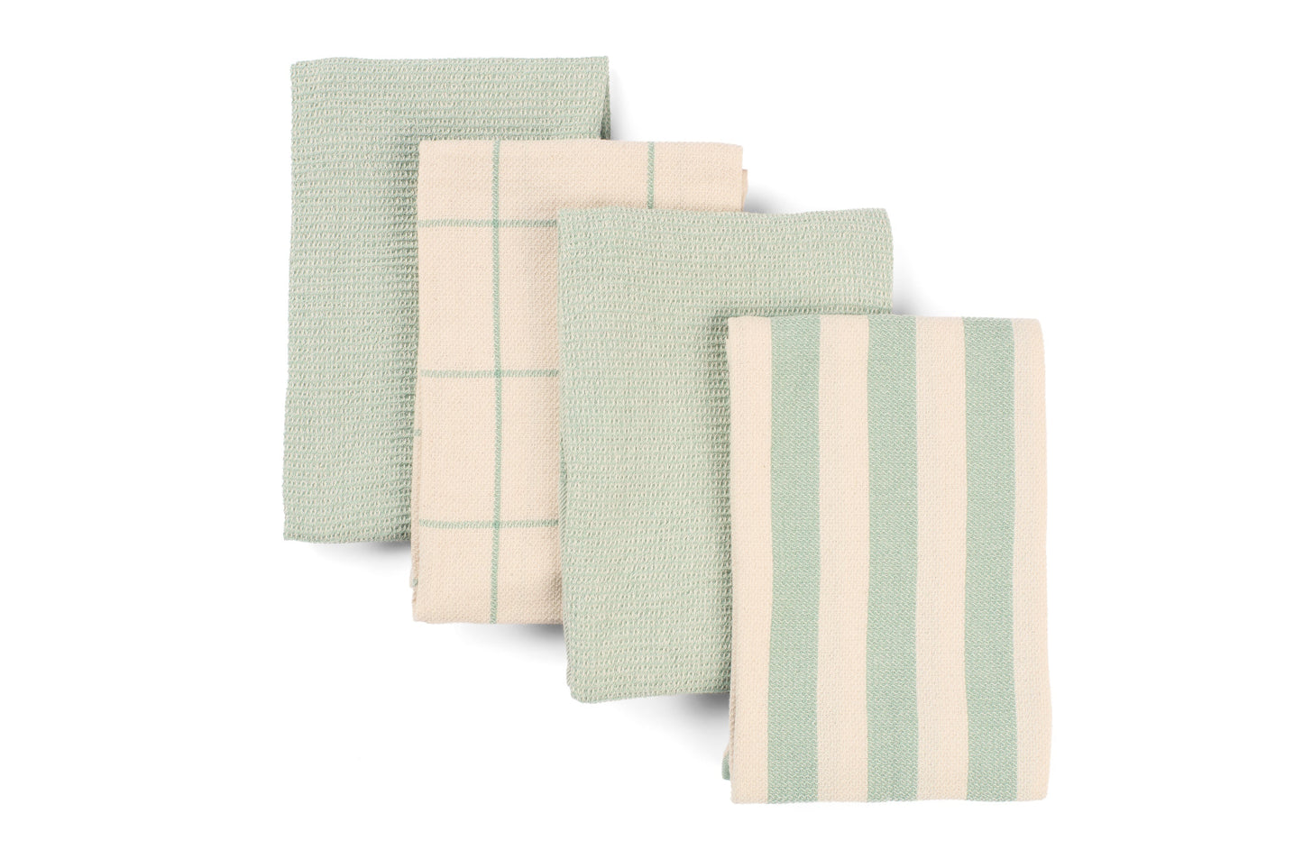 Kitchen Towels, Set of 4 - Cotton Flat & Waffle Weave Set