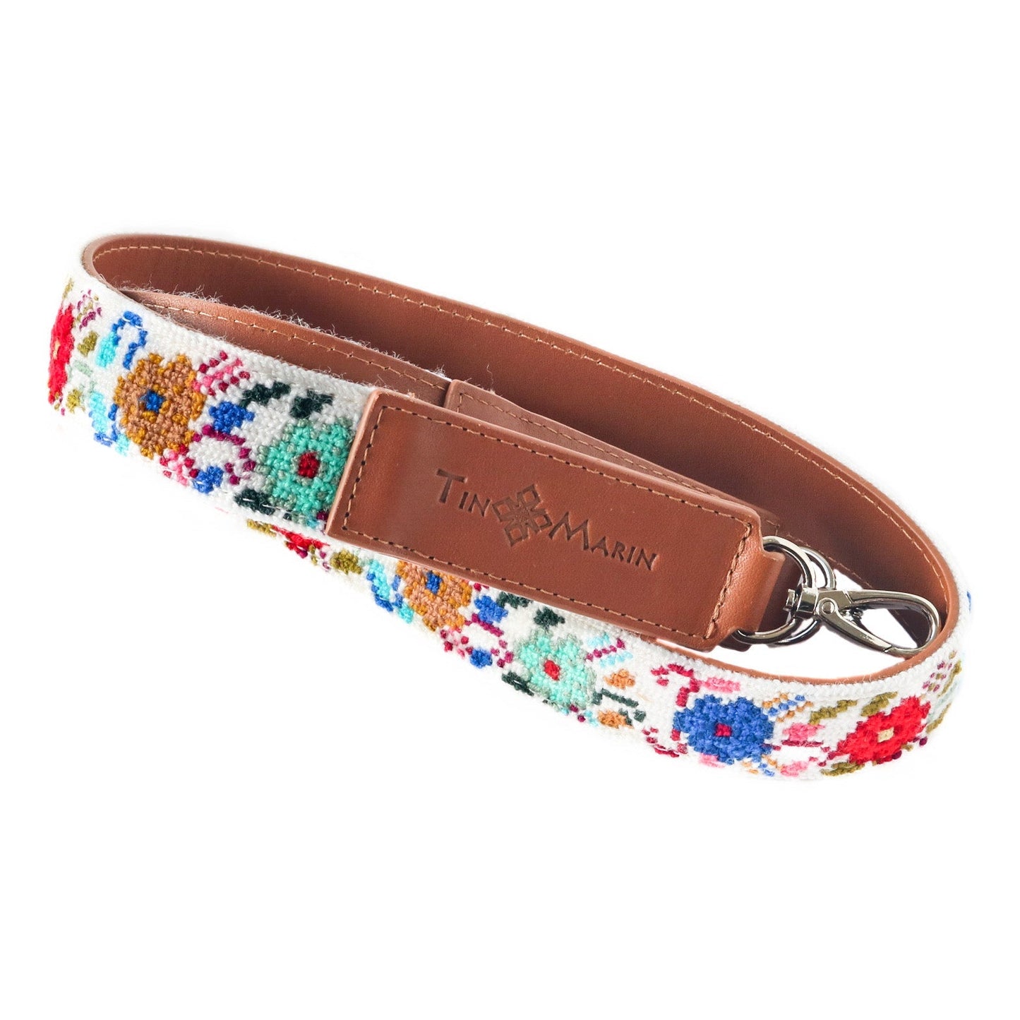 Mai Woven Bag Strap - Flowers with Leather