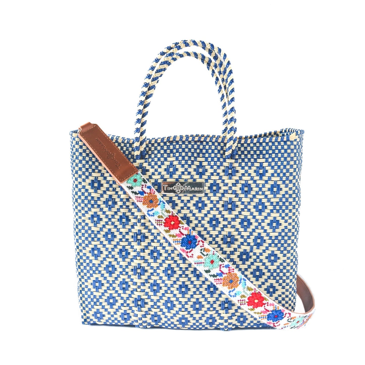 Mai Woven Bag Strap - Flowers with Leather