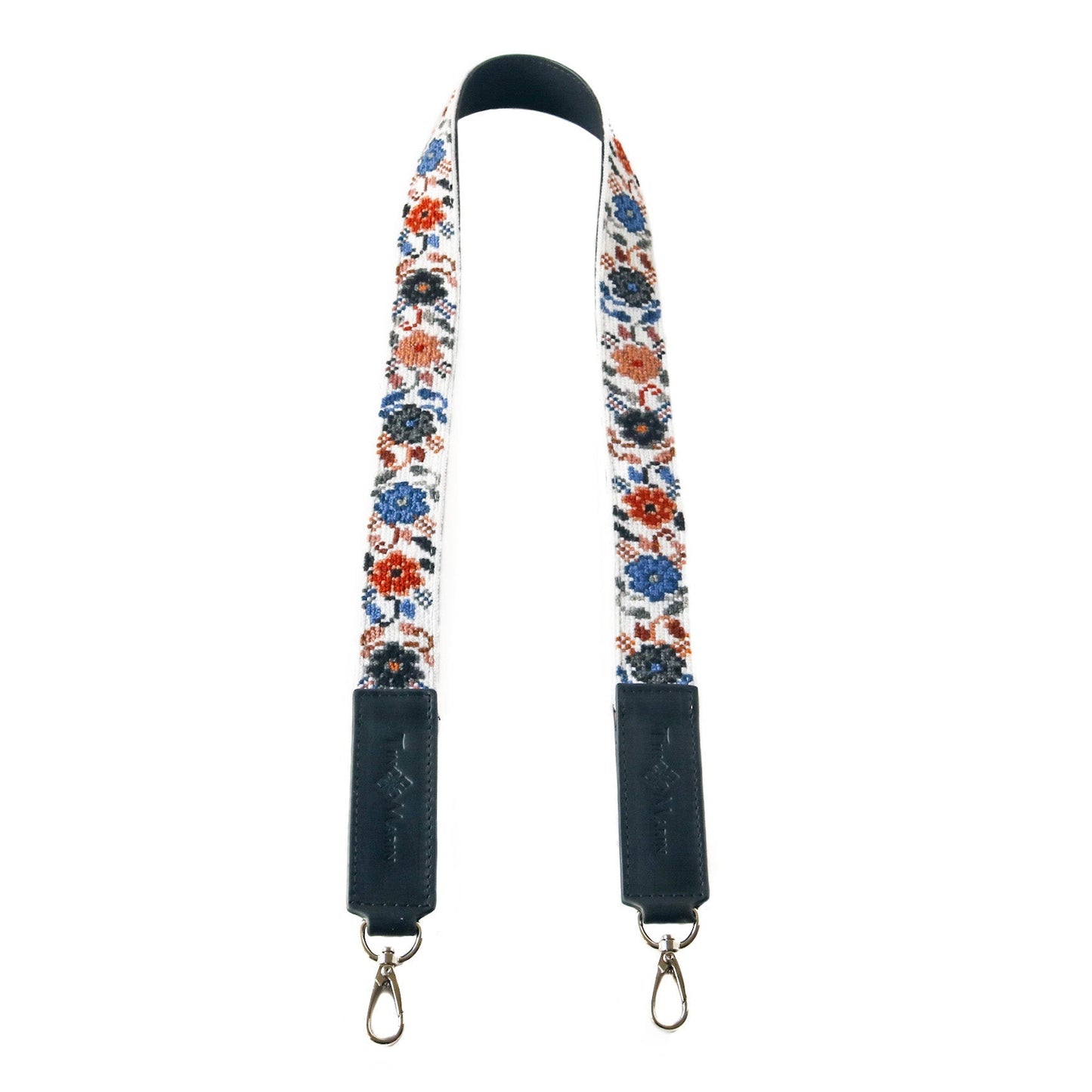 Mai Woven Bag Strap - Flowers with Leather