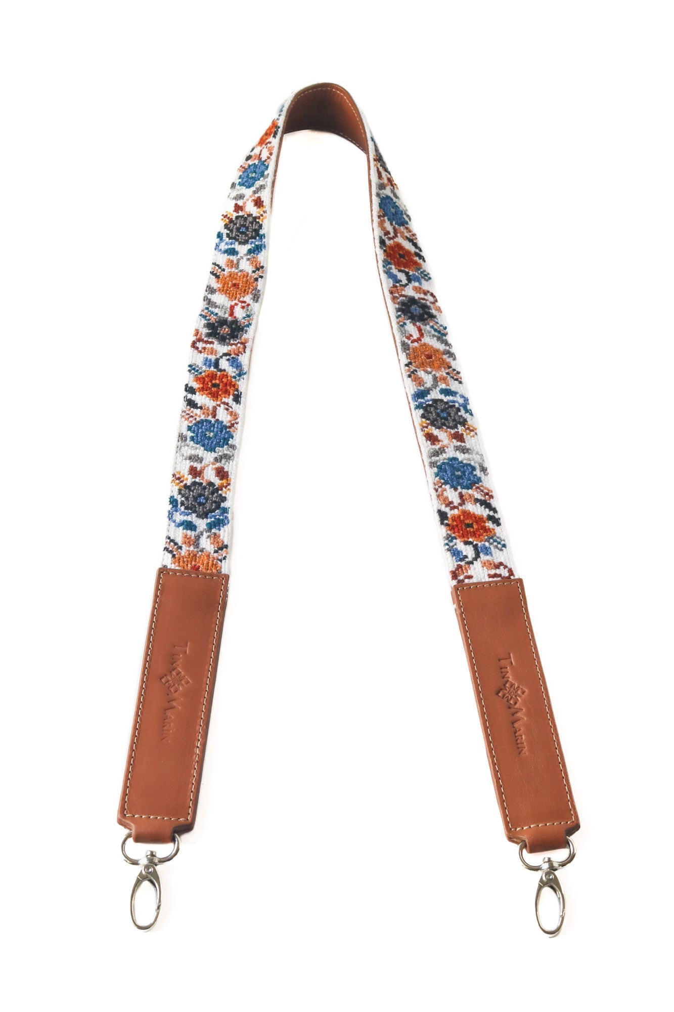 Mai Woven Bag Strap - Flowers with Leather