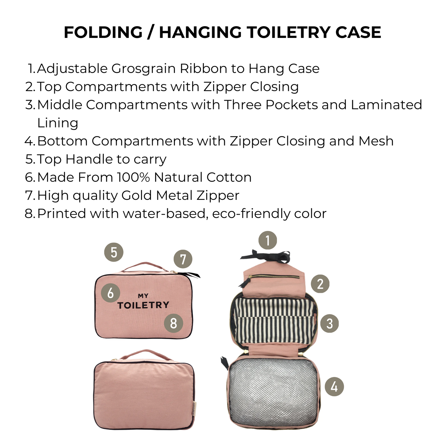 Folding/Hanging Toiletry Case, Pink