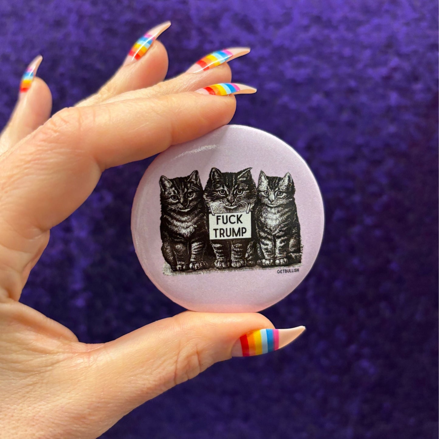 Fuck Trump Vintage Kittens LARGE 2.25" Button Pin Anti-Trump | Cat Lover Pinback Button Badge