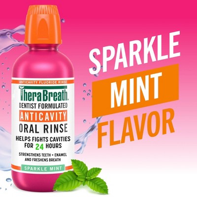 TheraBreath Anticavity Fluoride Mouthwash Sparkle Mint 33.8 fl oz - New