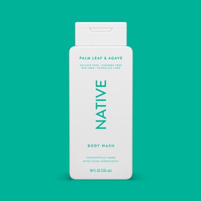 Native Body Wash for Men & Women Sulfate Free Palm Leaf & Agave 18 fl oz - New