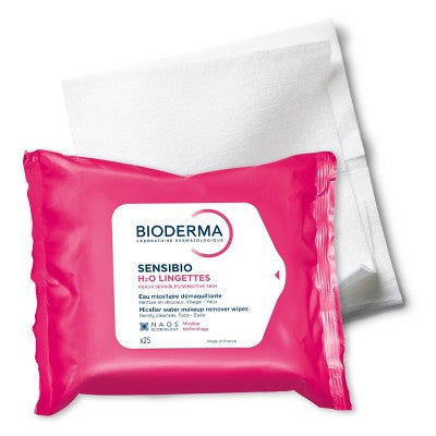 Bioderma Sensibio H2O Facial Cleansing Wipes 25ct/2pk - New