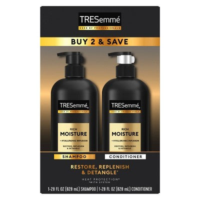Tresemme Rich Moisture Shampoo and Conditioner Rich Moisture 2 ct for Dry Hair Formulated With Vitamin E and Biotin 28oz - New