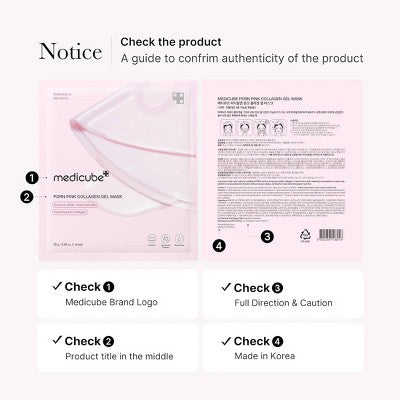 medicube PDRN Pink Collagen Gel Mask Korean Skincare Travel Size 0.98oz/4pk - Missing Box
