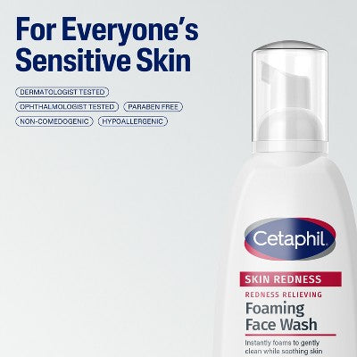 Cetaphil Foaming Face Wash Facial Cleanser for Redness Prone Skin 8 fl oz - New