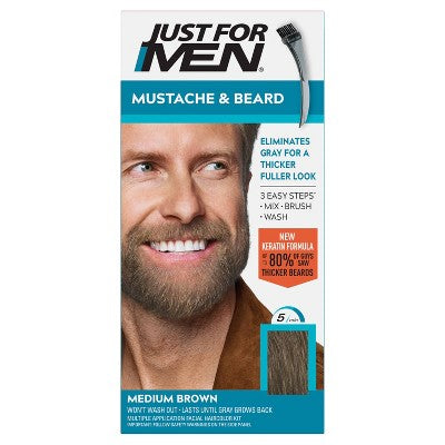 Just For Men Mustache & Beard Medium Brown M-35 - Imperfect Box