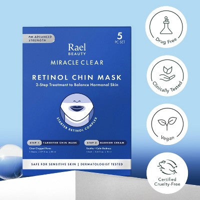 Rael Beauty Miracle Clear Retinol Chin Masks 5ct - New