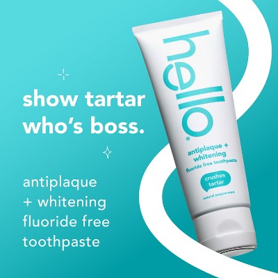 hello Antiplaque and Whitening Fluoride Free Toothpaste Natural Peppermint 5oz/2pk - Missing Box