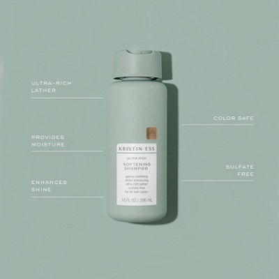Kristin Ess Softening + Moisturizing Shampoo Sulfate Free Vegan and Color Safe 10 fl oz - New