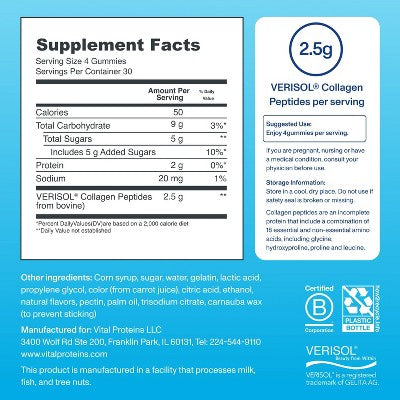 Vital Proteins Collagen Gummies Raspberry 120ct - Imperfect Container