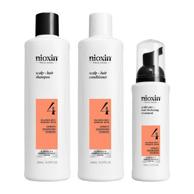 Nioxin System 4 Hair Thickening Colored & Damaged Hair Shampoo & Conditioner Kit 3ct - New