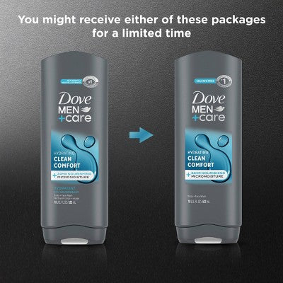 Dove Men+Care Clean Comfort Hydrating Body & Face Wash 18 fl oz - New
