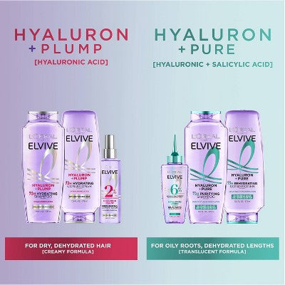 L'Oreal Paris Elvive Hyaluron Pure Rehydrating Conditioner for Oily Hair 28 fl oz - New
