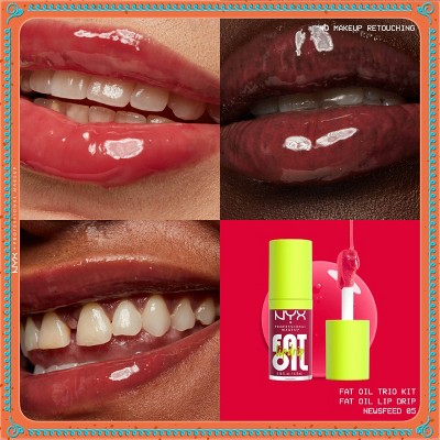 NYX Professional Makeup Fat Oil Lip Drip Holiday Trio Lip Gloss 3 pc - Imperfect Box