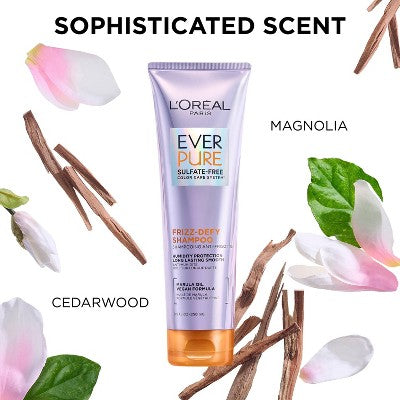 L'Oreal Paris EverPure Frizz-Defy Shampoo with Marula Oil 8.5 fl oz - Imperfect Container