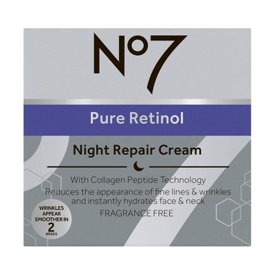 No7 Pure Retinol Night Repair Cream 1.69 fl oz - Imperfect Box
