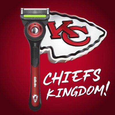Gillette Labs Mens Special NFL Chiefs Edition Shaving Razor with 4 Refills and Magnetic Stand - New