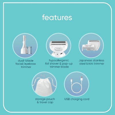 Conair Girlbomb Wet and Dry Cordless Rechargeable Foil Body Shaver 5pc - Imperfect Box