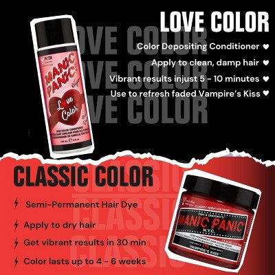 Manic Panic Love Colors Red Desire Temporary Hair Color Cream Red 8 fl oz - New