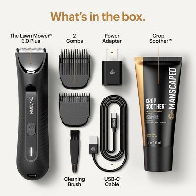 MANSCAPED The Lawn Mower 3.0 Plus Essentials Shaving Kit, SkinSafe Electric Groin and Body Hair Trimmer, Men's Grooming Gift Set - Imperfect Box