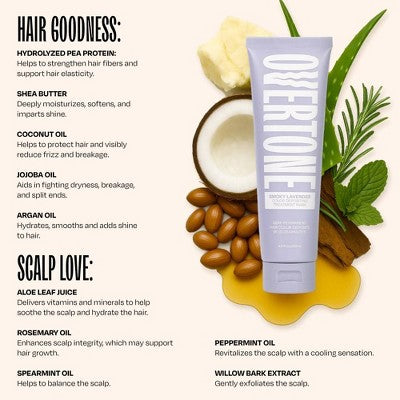 Overtone Smoky Lavender Hair Mask Semi-Permanent Hair Dye & Color Conditioner- Vegan - New