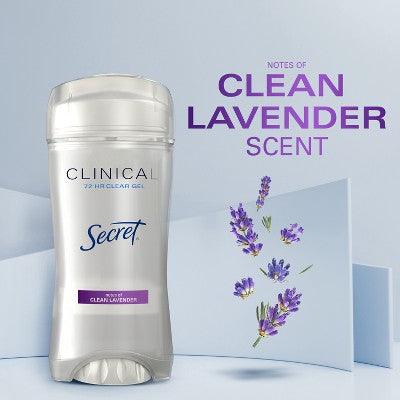 Secret Clinical Strength Clear Gel Clean Lavender 2.6oz - Imperfect Box