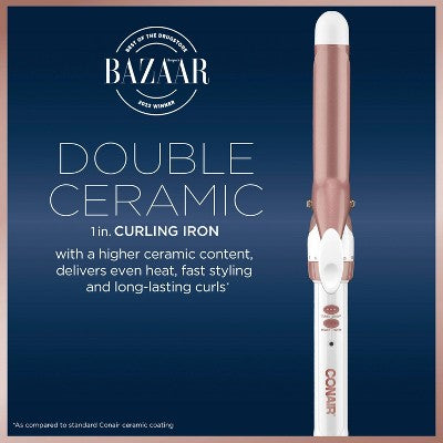 Conair Double Ceramic Rose Gold Curling Iron 1" - Imperfect Box