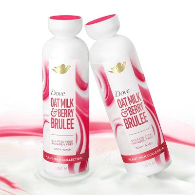 Dove Beauty Plant Milk Body Wash Oat Milk; Berry Brulee 17.5 fl oz - New