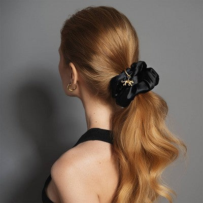 The Hair Edit Charming Ruched Ribbon Satin Scrunchie - New