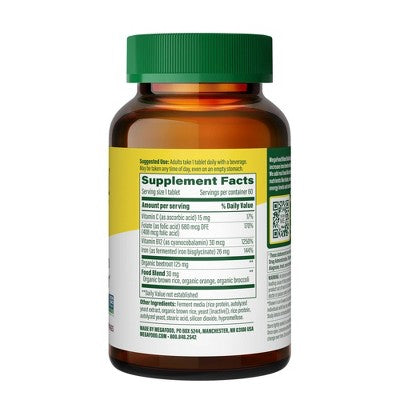 MegaFood Blood Builder Vegan Iron Supplement 60ct - New
