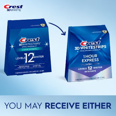 Crest 3D Whitestrips 1-Hour Express At-home Teeth Whitening Kit 10 Treatments - Imperfect Box