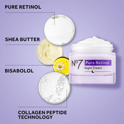 No7 Pure Retinol Night Repair Cream 1.69 fl oz - Imperfect Box
