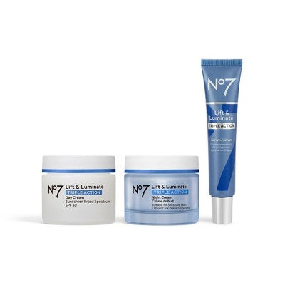 No7 Lift & Luminate Triple Action 3-Piece Skincare System 3ct - Imperfect Box
