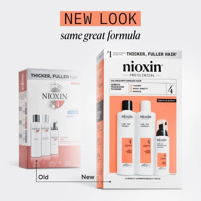 Nioxin System 4 Hair Thickening Colored & Damaged Hair Shampoo & Conditioner Kit 3ct - New