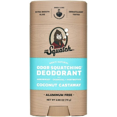 DR. SQUATCH Men's Natural Solid Deodorant Coconut Castaway Aluminum-Free 2.65oz - Imperfect Container