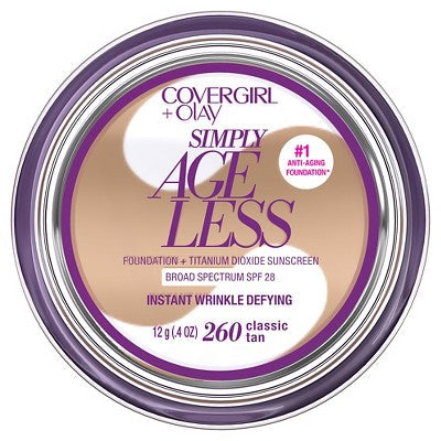 COVERGIRL + Olay Simply Ageless Wrinkle Defying Foundation Compact 260 Classic Tan 0.4oz - Imperfect Container