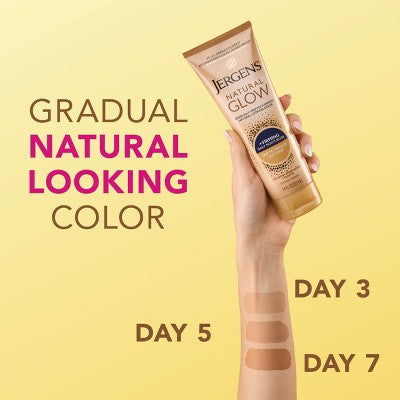 Jergens Natural Glow Skin Firming Moisturizer + Sunless Self Tanning Lotion Fair to Medium 7.5 fl oz - Imperfect Container