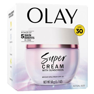 Olay Super Cream Face Moisturizer with Sunscreen SPF 30 1.7oz - Imperfect Box