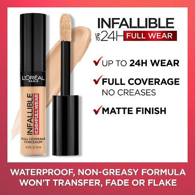 L'Oreal Paris Infallible Full Wear, Full Coverage, Waterproof Concealer 345 Oatmeal 0.33 fl oz - New