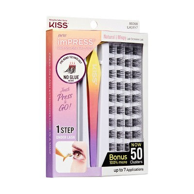KISS Products imPRESS Press-On Self Adhesive Eyelashes Natural & Wispy 50ct - New