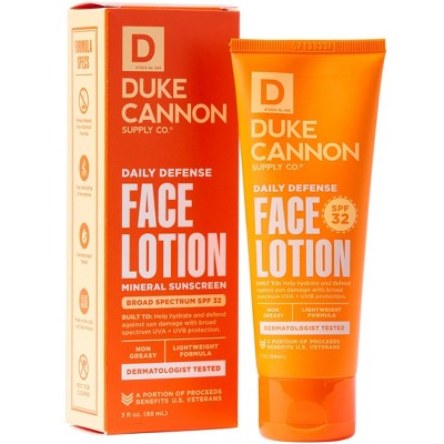 Duke Cannon Daily Defense Face Lotion SPF 32 Lightweight Daily SPF Moisturizer 3 fl oz - Imperfect Box